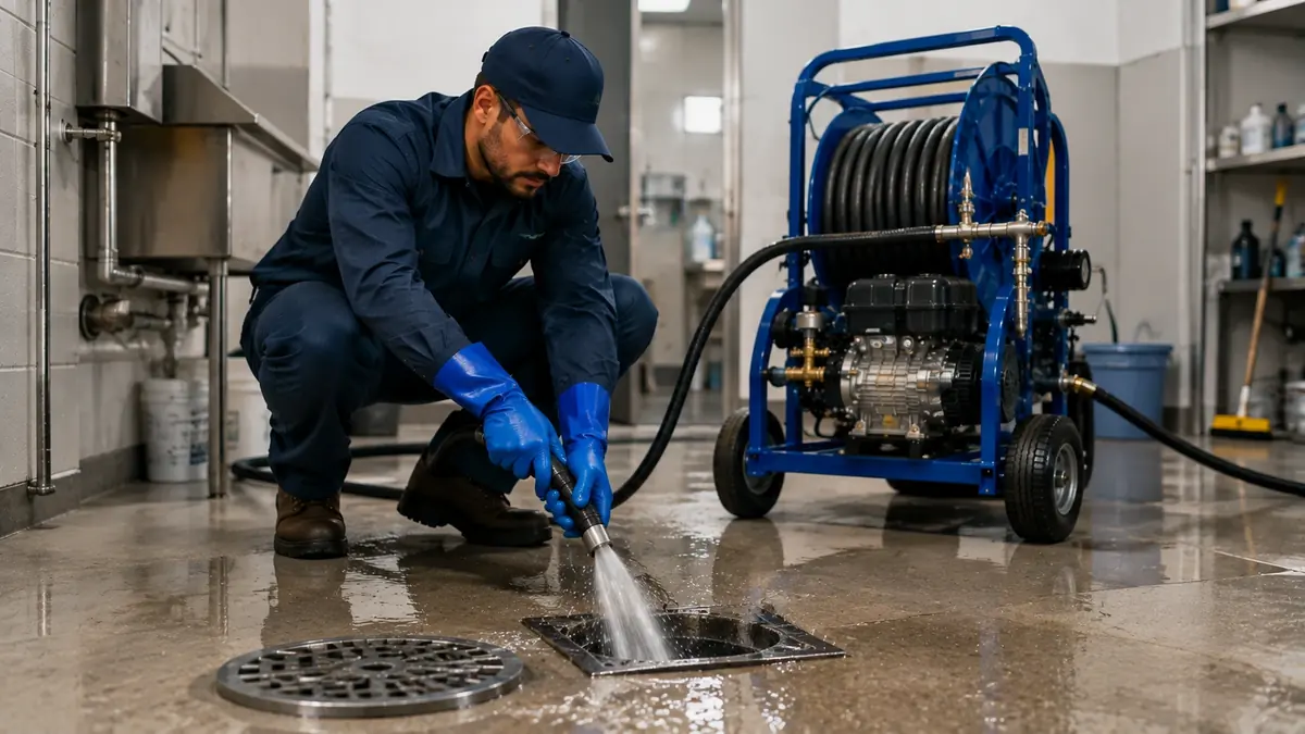 Floor Drain Hydro Jet Cleaning in Fellows