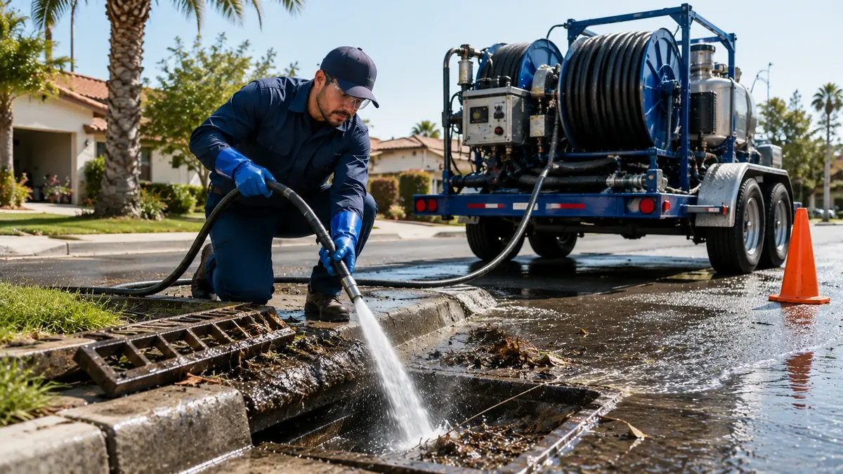 Storm Drain Hydro Jet Cleaning in Fellows